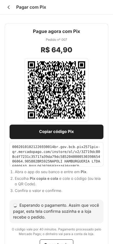 QR Code do Pix na tela